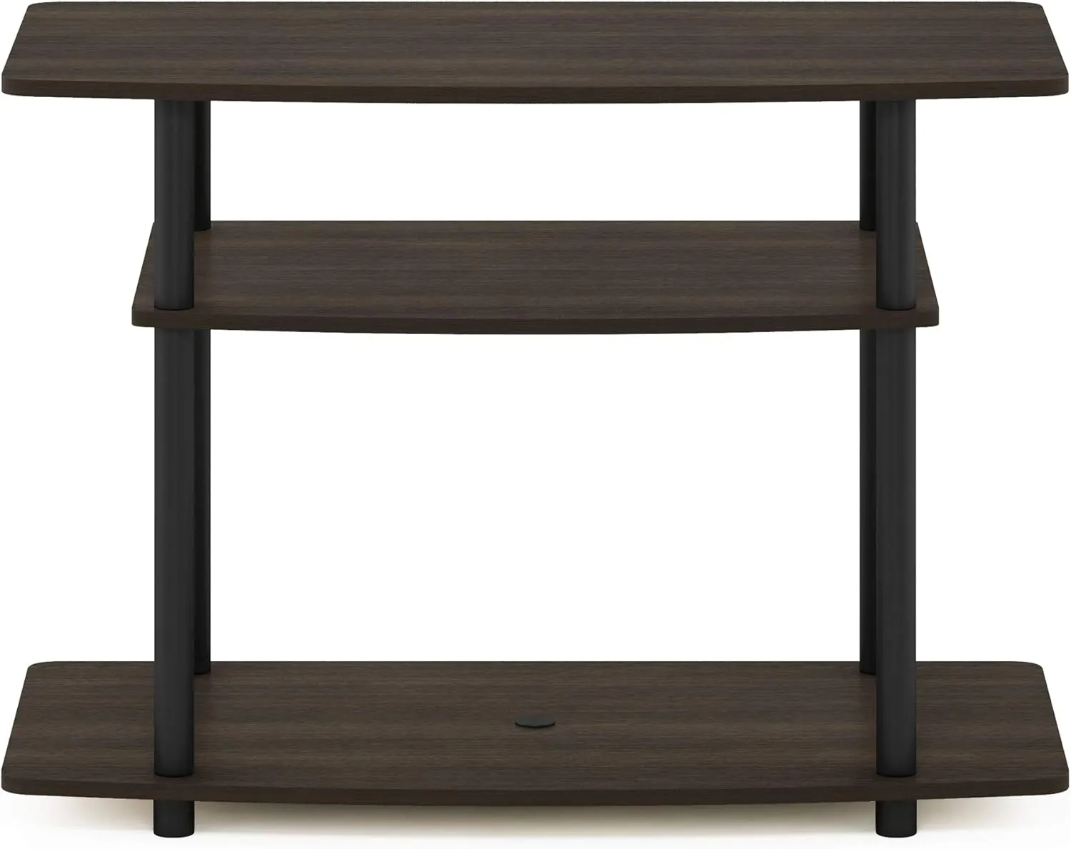 Furinno Turn-N-Tube No Tools 3-Tier Entertainment Center TV Stand for TV up to 32 Inch, Plastic Round Tubes, Dark Brown/Black