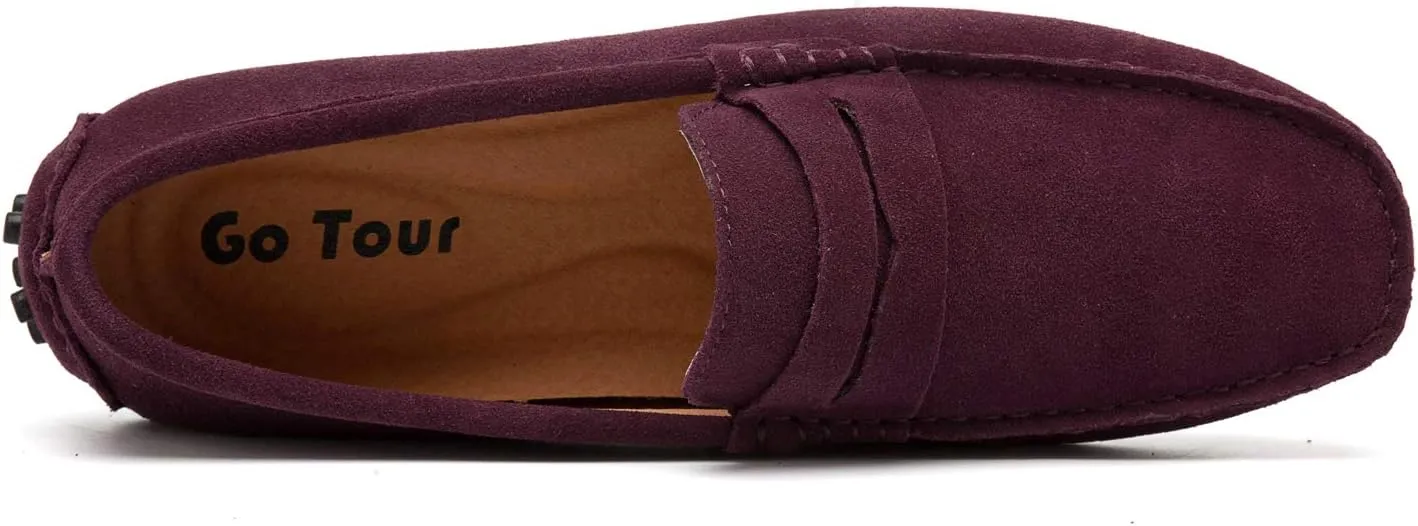 Go Tour Men's Penny Loafers Moccasin Driving Shoes Slip On Flats Boat Shoes