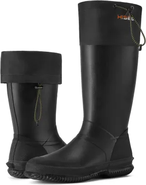 HISEA Classic Men’s Rainboot Neoprene Rubber Rain Boots for Men Waterproof with Adjustable Closure