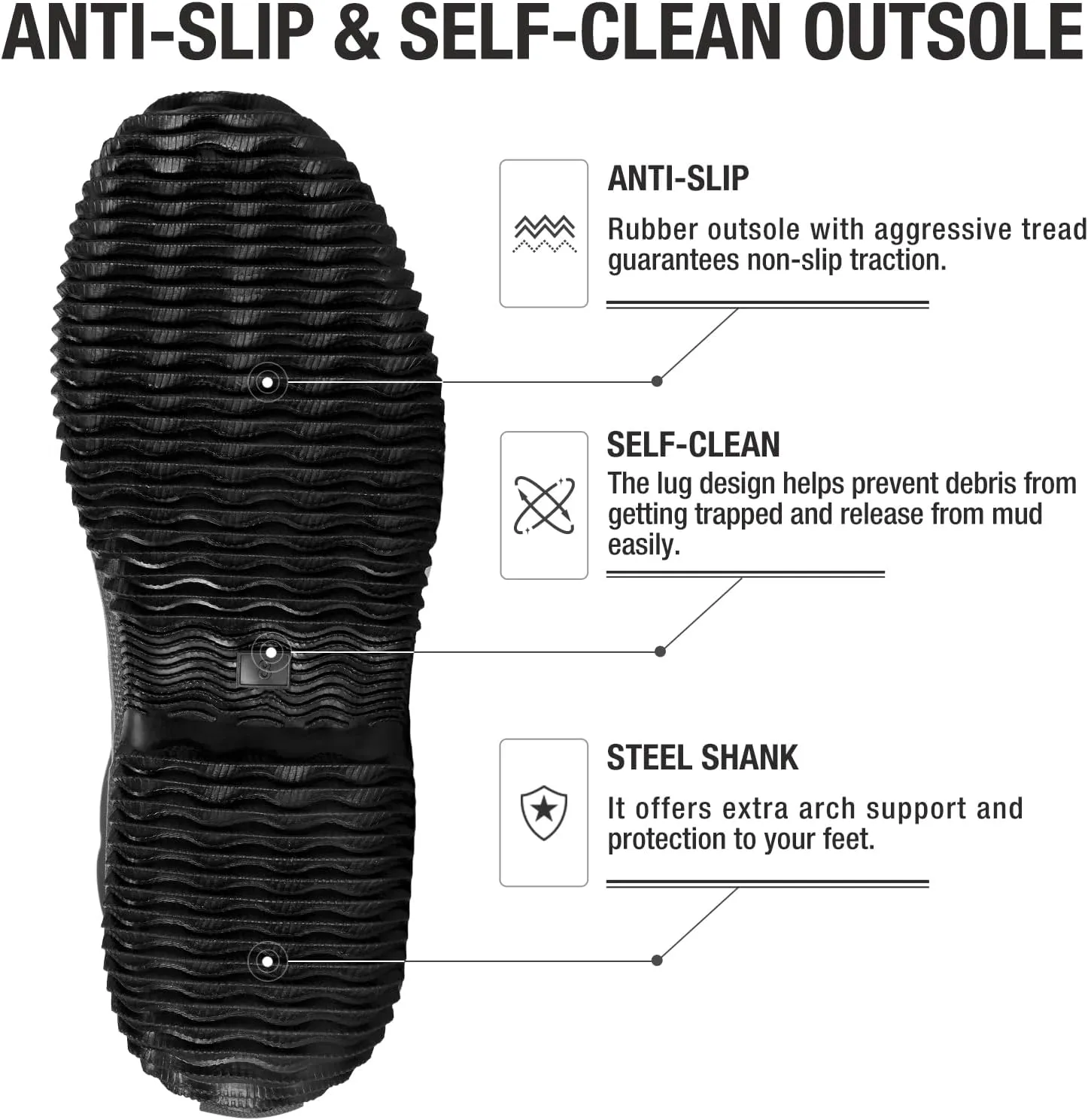 HISEA Classic Men’s Rainboot Neoprene Rubber Rain Boots for Men Waterproof with Adjustable Closure
