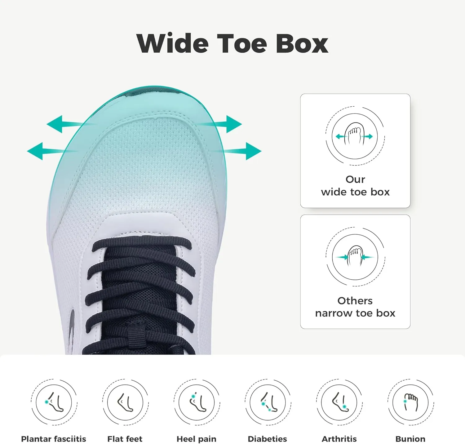 IIV Wide Toe Box Shoes for Men | Arch Support Walking Tennis Sneakers | Orthotic Shoes for Bunions, Plantar Fasciitis, Standing All Day