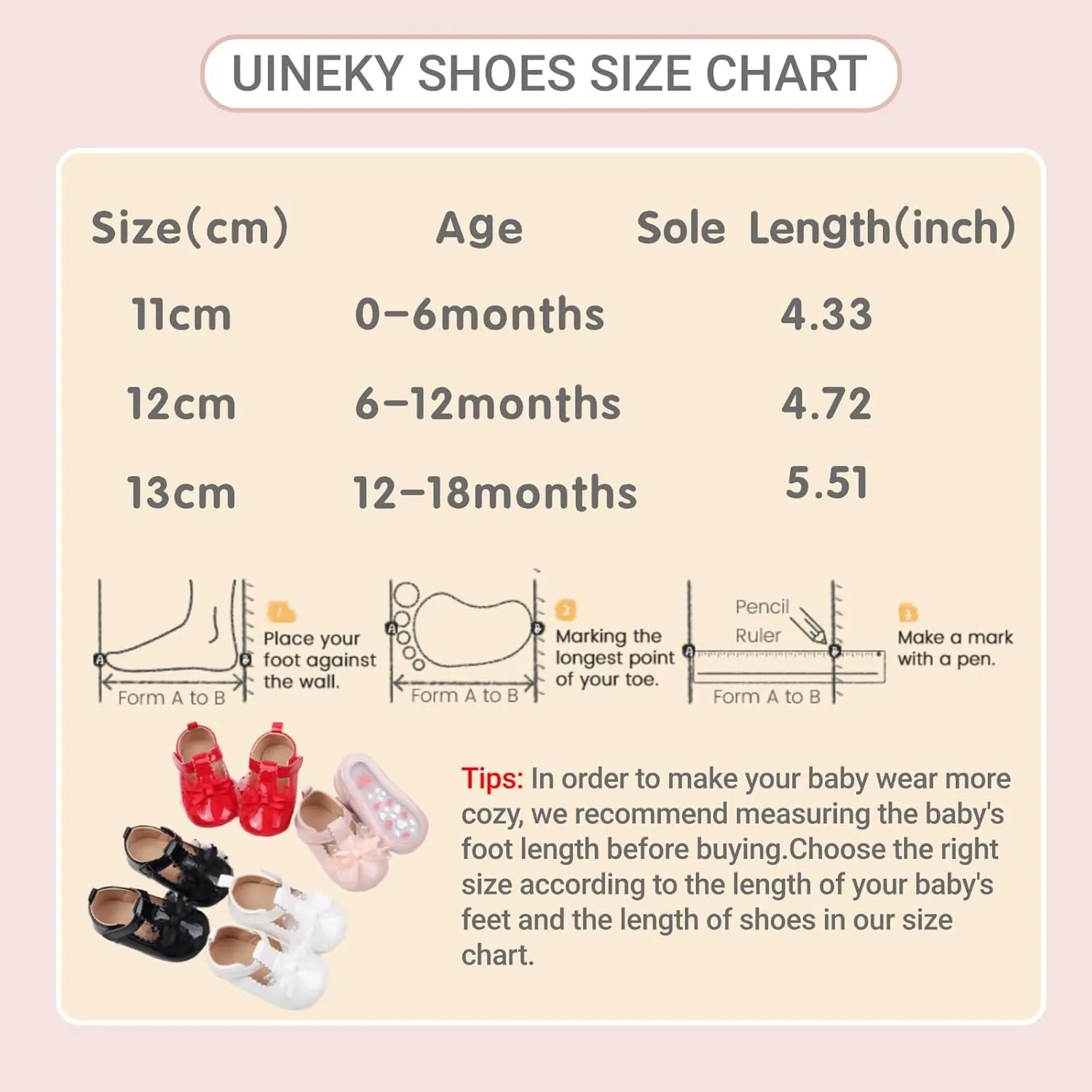 Infant Baby Girls Dress Shoes Newborn Bowkont Mary Jane Flats Non-Slip Lightweight Soft Sole Toddler First Walkers Princess Wedding Shoes