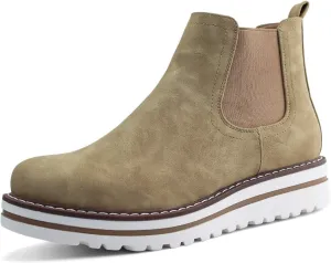 JABASIC Womens Chelsea Elastic Ankle Boots Waterproof Flat Boots