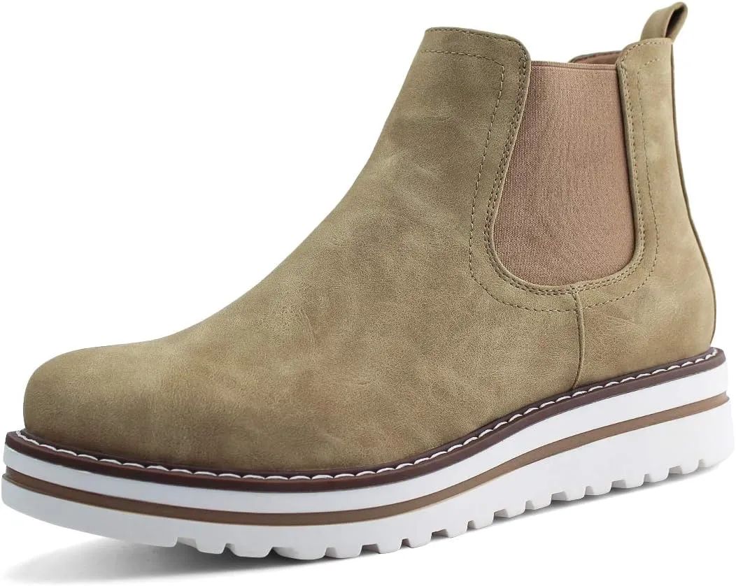 JABASIC Womens Chelsea Elastic Ankle Boots Waterproof Flat Boots