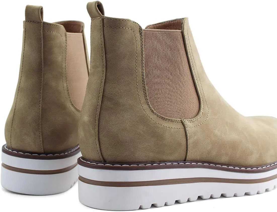 JABASIC Womens Chelsea Elastic Ankle Boots Waterproof Flat Boots