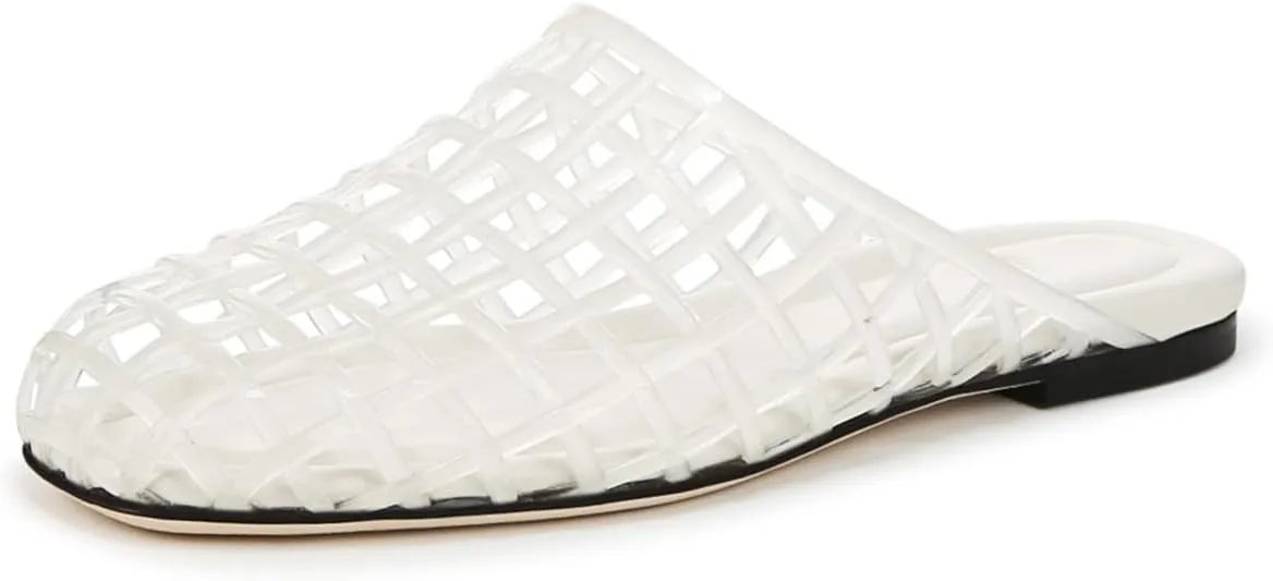Jelly Shoes for Women Mesh Jelly Sandals Slides Closed Toe Flats Slip on Round Toe Summer Beach Slippers Mules