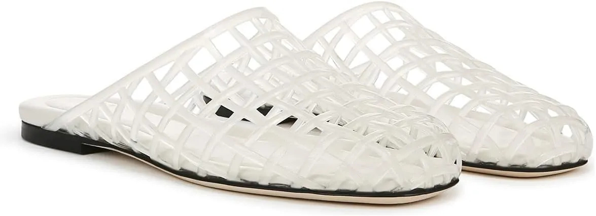 Jelly Shoes for Women Mesh Jelly Sandals Slides Closed Toe Flats Slip on Round Toe Summer Beach Slippers Mules