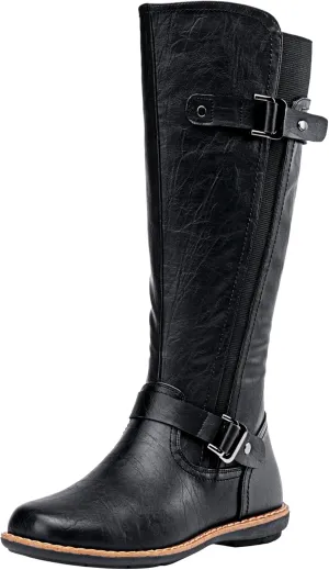 Jeossy Women's 9656 Knee-High Boots Fashion Riding Boots with Buckle
