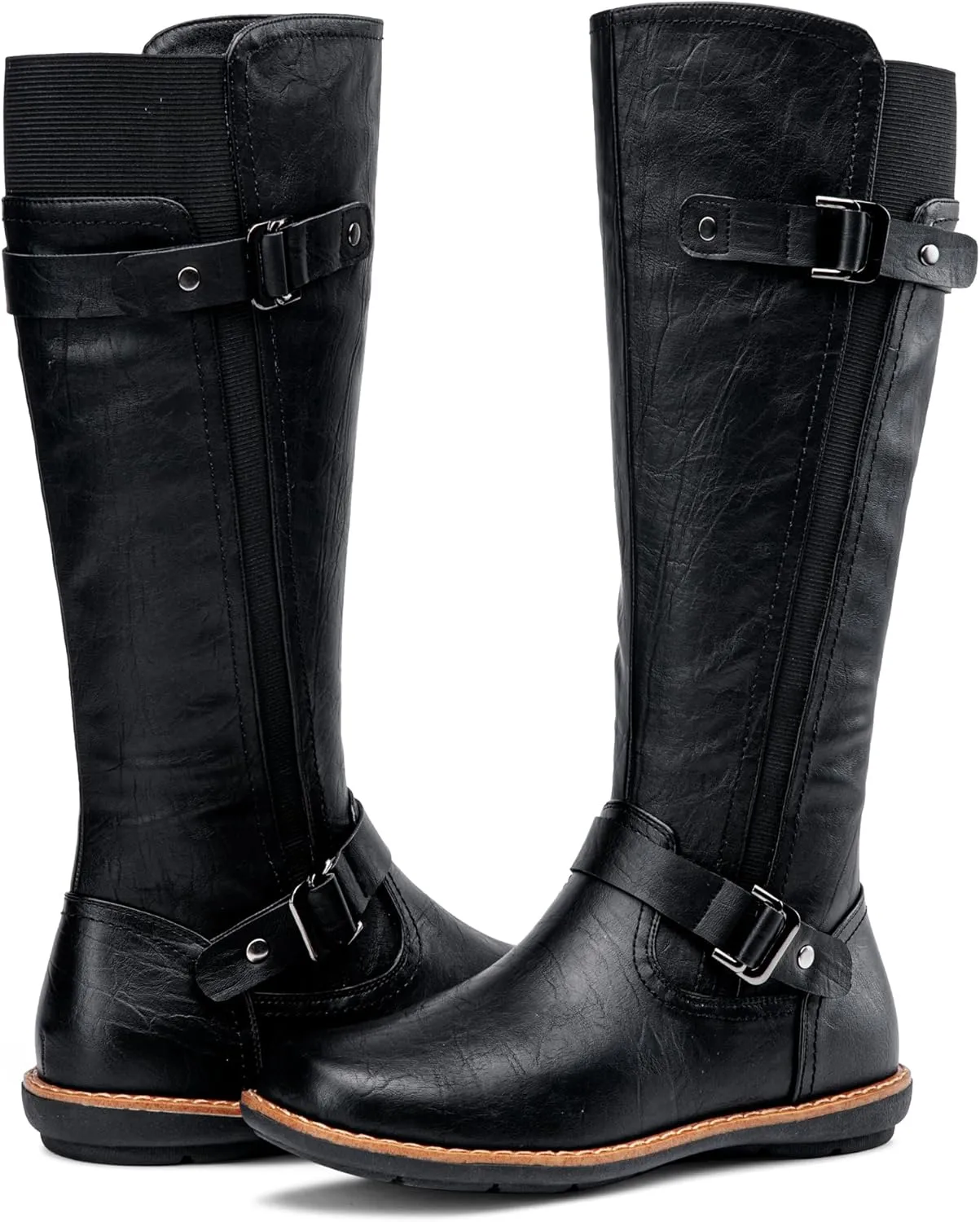 Jeossy Women's 9656 Knee-High Boots Fashion Riding Boots with Buckle