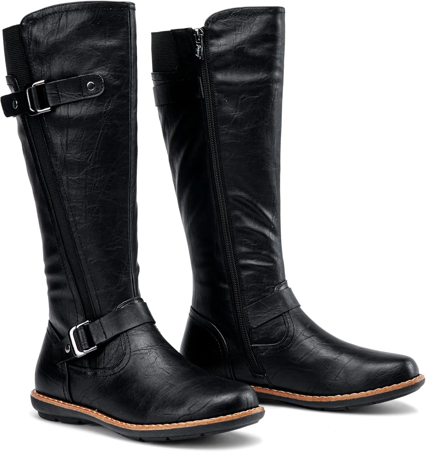 Jeossy Women's 9656 Knee-High Boots Fashion Riding Boots with Buckle