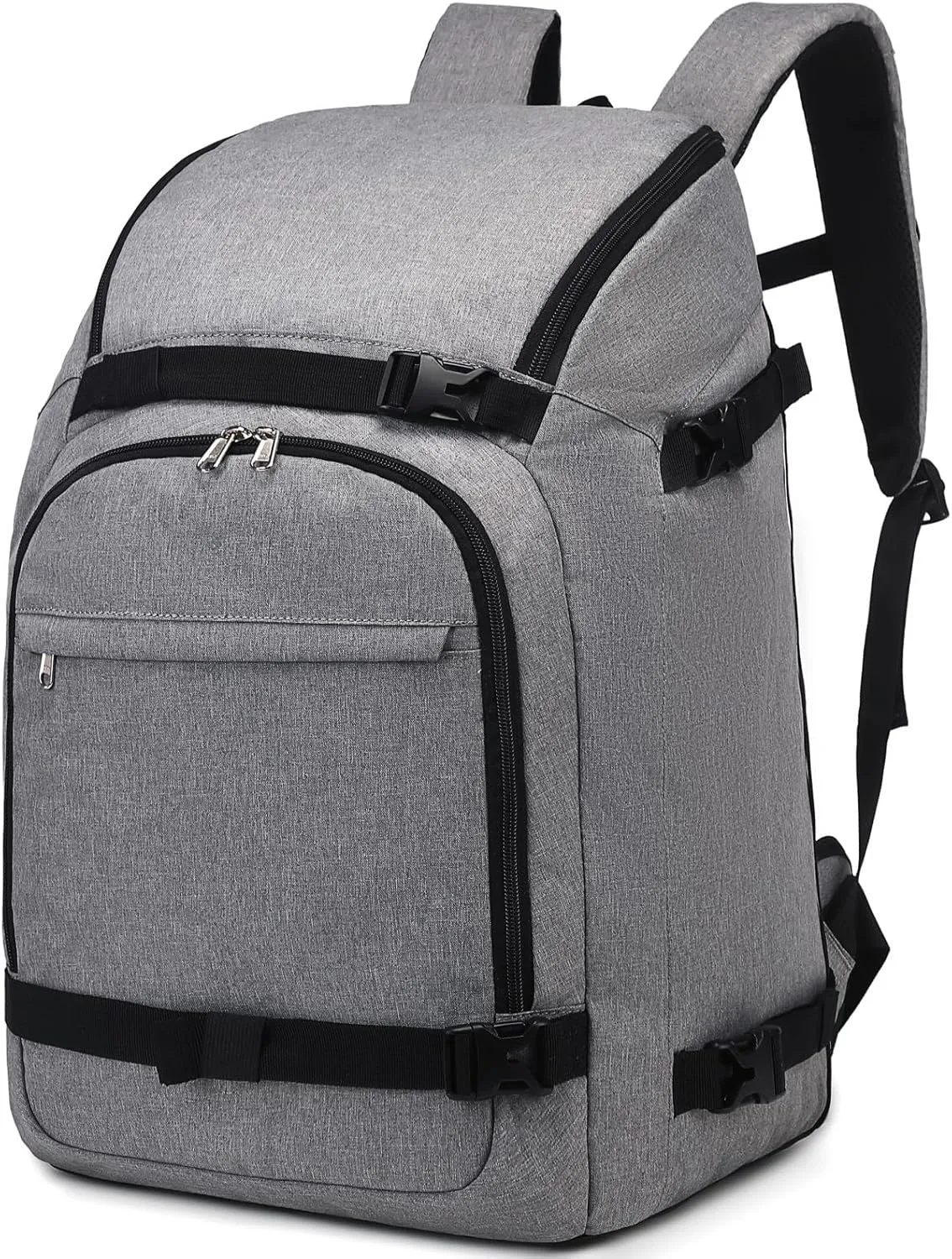 JIANYA Ski Boot Bag, 50L Waterproof Travel Backpack for Snowboard, Ski Helmet, Goggles, Gloves & Accessories, Gray