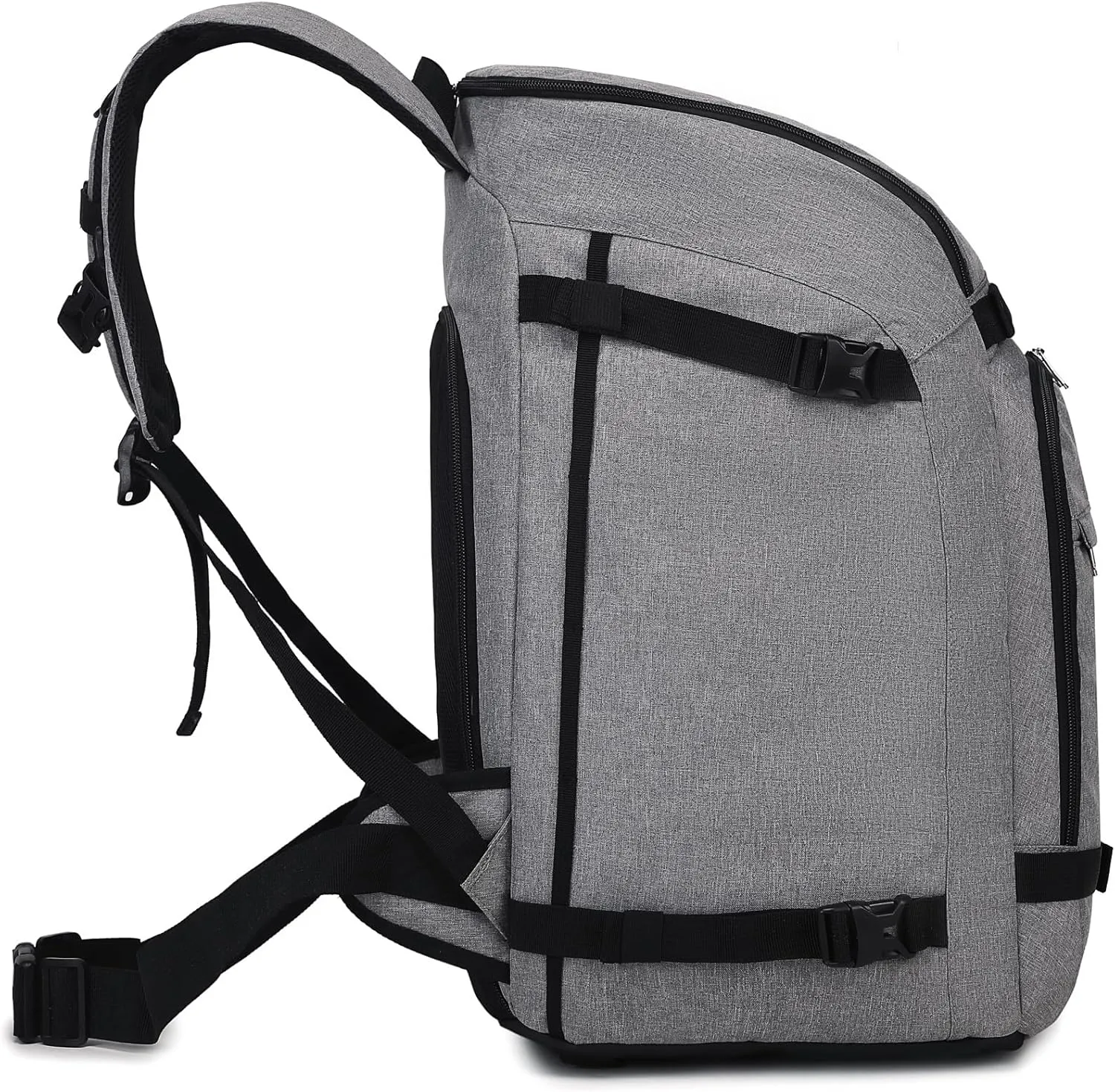 JIANYA Ski Boot Bag, 50L Waterproof Travel Backpack for Snowboard, Ski Helmet, Goggles, Gloves & Accessories, Gray
