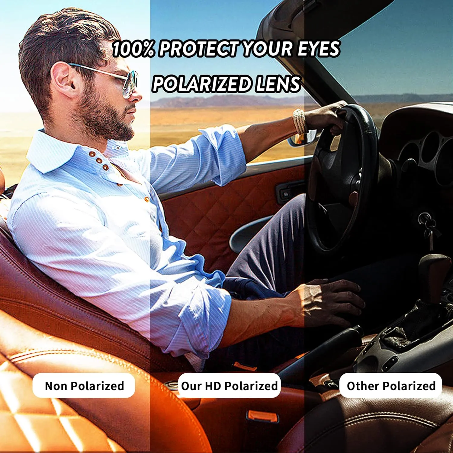 JIM HALO Retro Polarized Sunglasses Men Women Flat Top Square UV400 Glasses for Driving Fishing Hiking Golfing