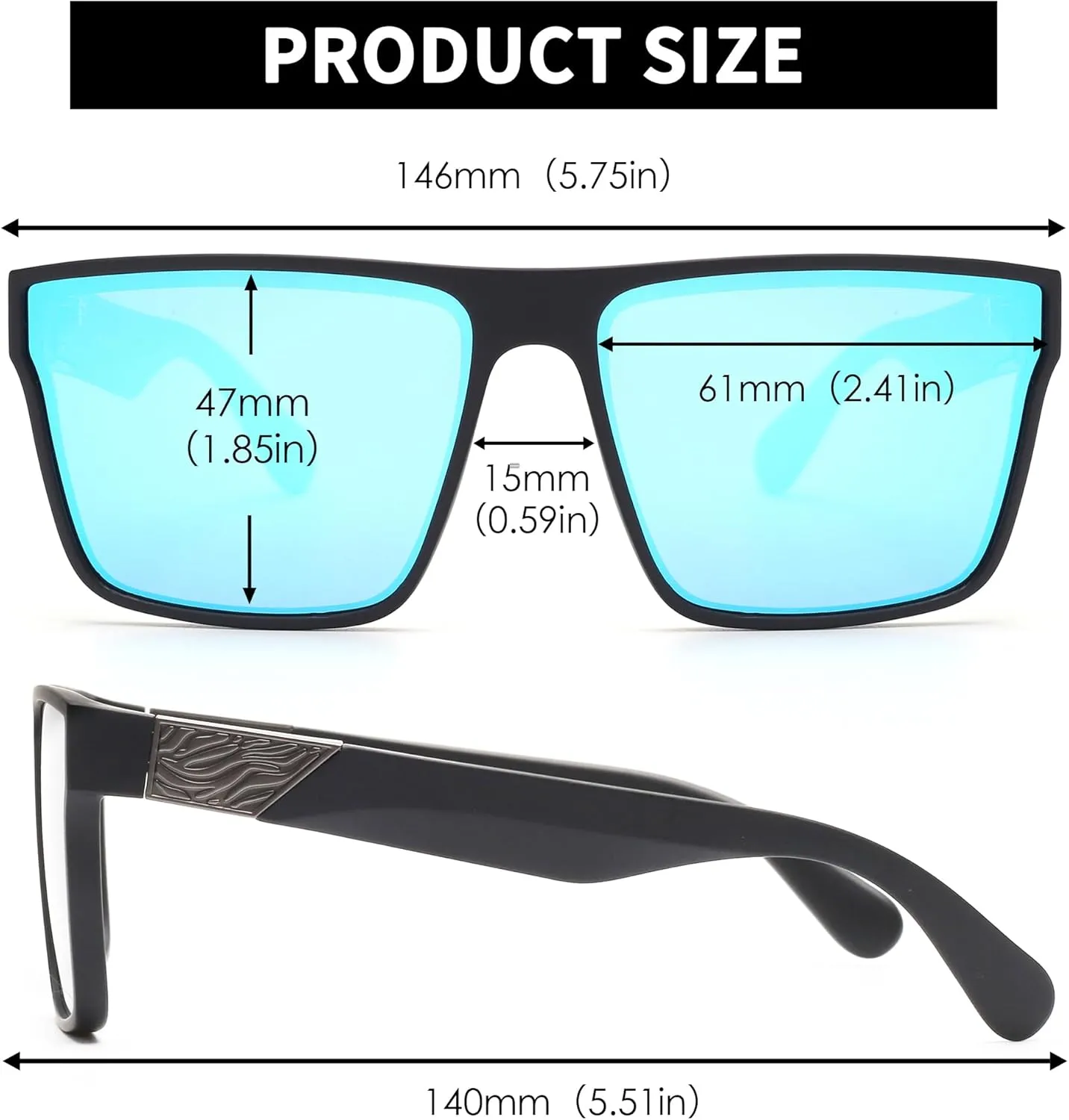 JIM HALO Retro Polarized Sunglasses Men Women Flat Top Square UV400 Glasses for Driving Fishing Hiking Golfing