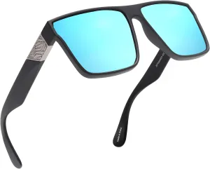 JIM HALO Retro Polarized Sunglasses Men Women Flat Top Square UV400 Glasses for Driving Fishing Hiking Golfing