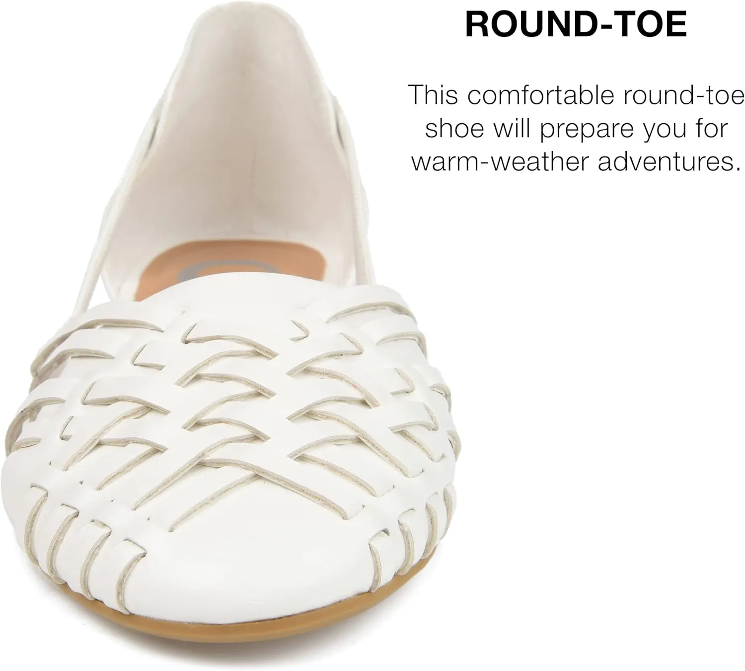 Journee Collection Womens Basket Woven Slip On Sandal Block Heel Caged Closed Round Toe Breathable Ekko Ballet Flat