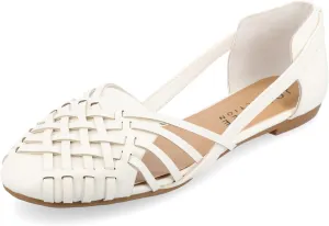 Journee Collection Womens Basket Woven Slip On Sandal Block Heel Caged Closed Round Toe Breathable Ekko Ballet Flat