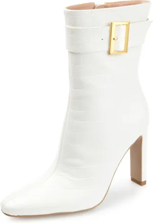 Journee Collection Women's ELANIE Ankle Boot, White, 10