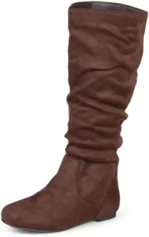 Journee Collection Women's Rebecca-02 Wide Calf Round Toe Riding Boots - Brown Wide Calf, 10
