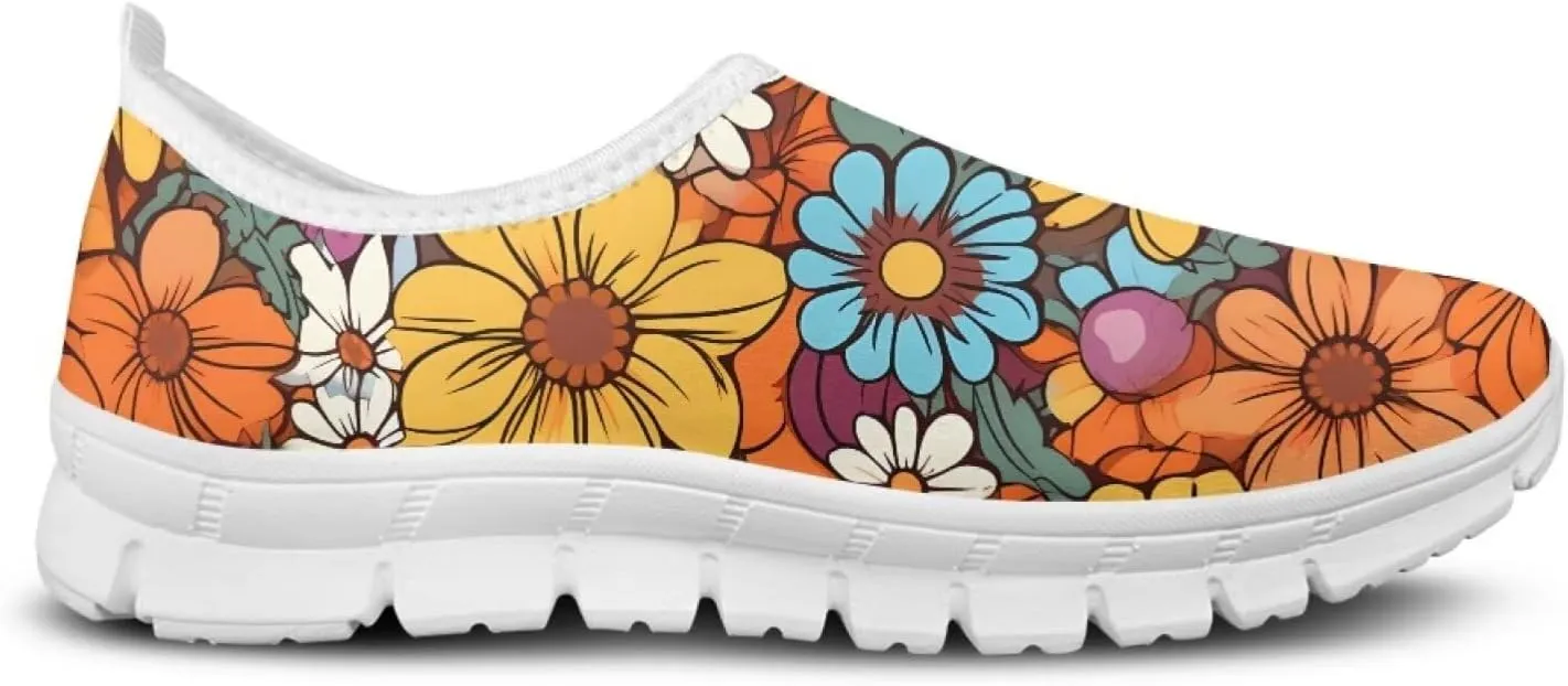 JoyLamoria Bright Blossom Walking Shoes Travel Clog Slip on Causal Loafer with Floral Print Fashion Sneakers for Men Women