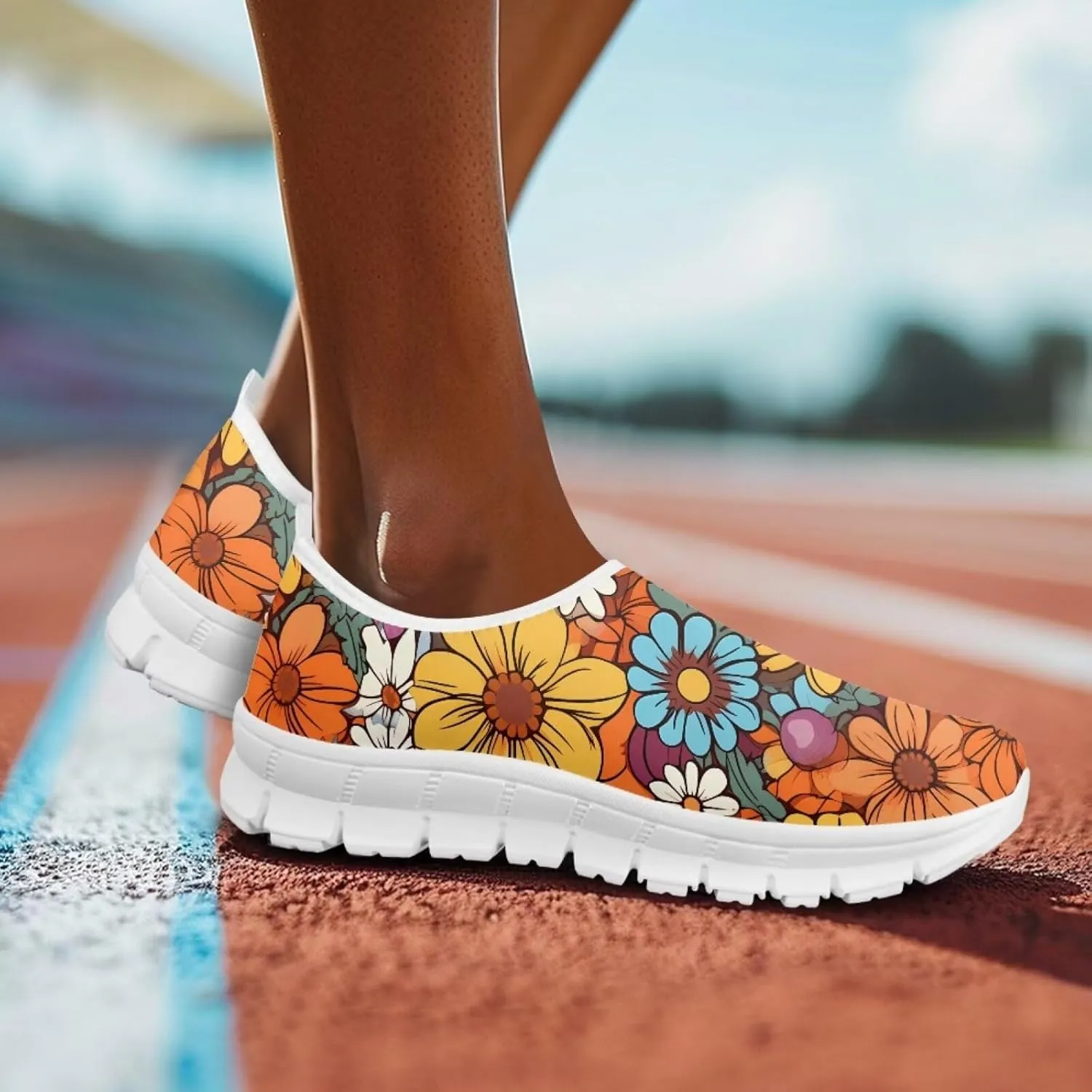 JoyLamoria Bright Blossom Walking Shoes Travel Clog Slip on Causal Loafer with Floral Print Fashion Sneakers for Men Women