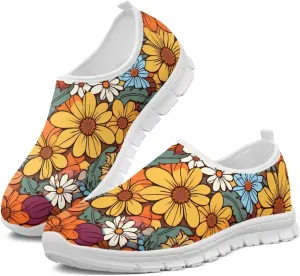 JoyLamoria Bright Blossom Walking Shoes Travel Clog Slip on Causal Loafer with Floral Print Fashion Sneakers for Men Women