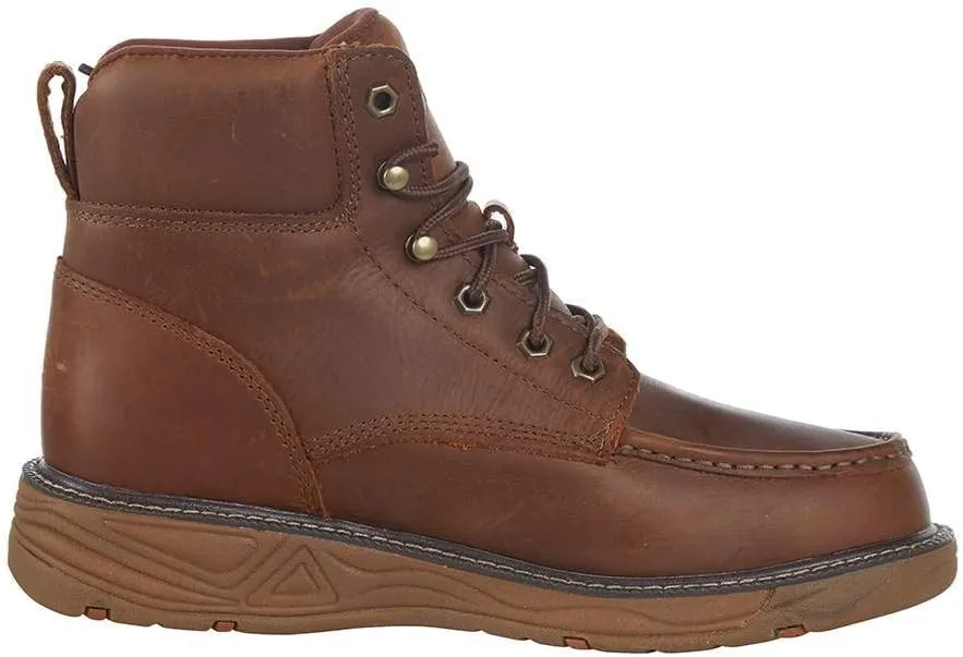 Justin Boot Company Mens Stampede Rush Barely Cowhide 6in Lace Up Soft Toe Work Boot