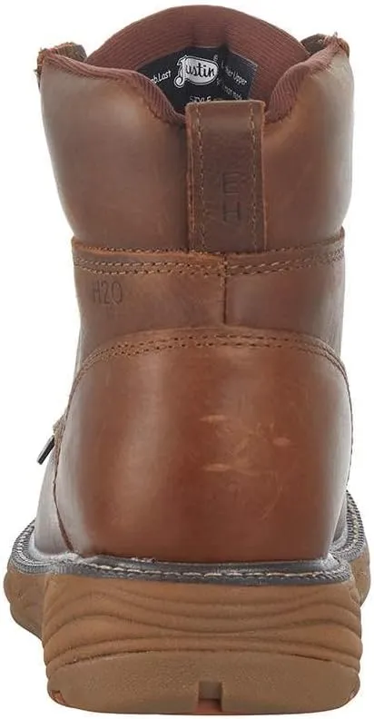 Justin Boot Company Mens Stampede Rush Barely Cowhide 6in Lace Up Soft Toe Work Boot