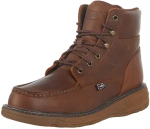 Justin Boot Company Mens Stampede Rush Barely Cowhide 6in Lace Up Soft Toe Work Boot