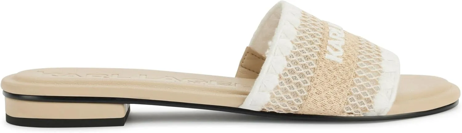 Karl Lagerfeld Paris Women's Cushioned Insole Everyday Cairra-Flat Slide Heeled Sandal