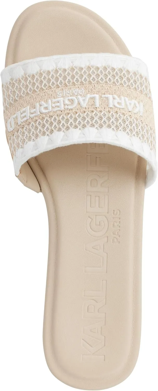 Karl Lagerfeld Paris Women's Cushioned Insole Everyday Cairra-Flat Slide Heeled Sandal