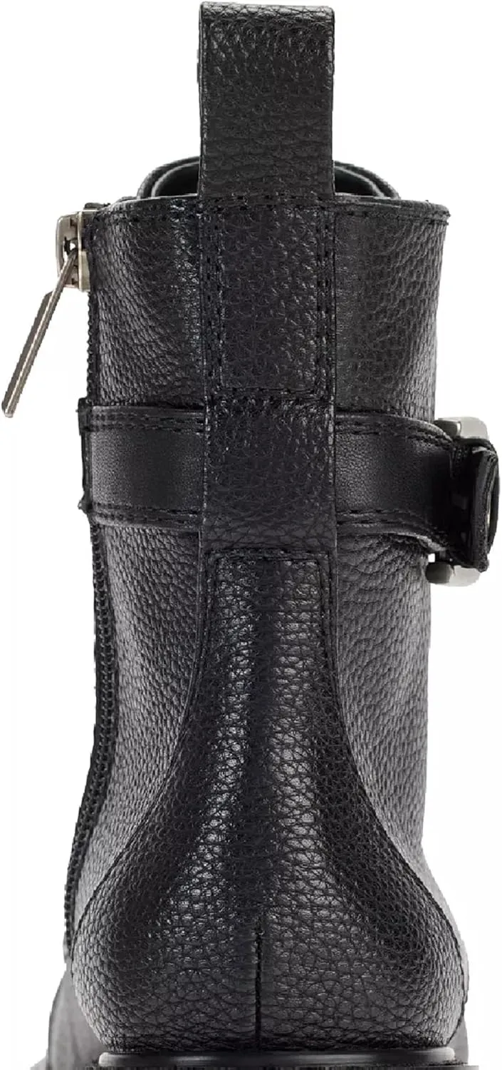 KARL LAGERFELD Women's Lug-Sole Maeva Combat Boot with Crystal Detail