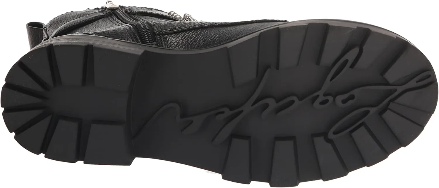 KARL LAGERFELD Women's Lug-Sole Maeva Combat Boot with Crystal Detail