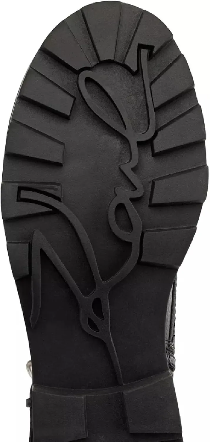 KARL LAGERFELD Women's Lug-Sole Maeva Combat Boot with Crystal Detail