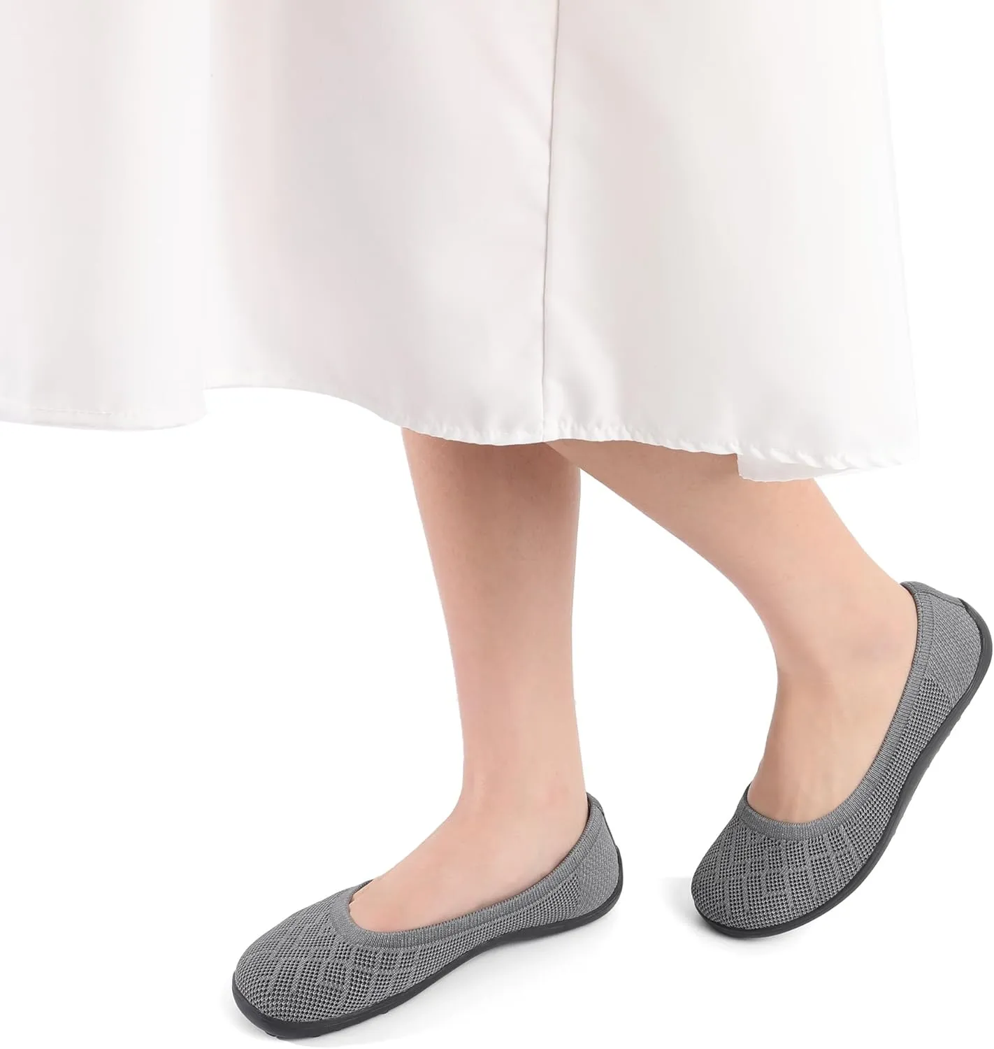 KBZone Women‘s Flat Shoes Round Toe Knit Ballet Flat Comfort Dressy Flat Walking Shoes