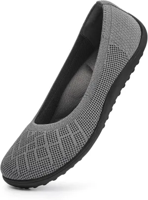 KBZone Women‘s Flat Shoes Round Toe Knit Ballet Flat Comfort Dressy Flat Walking Shoes