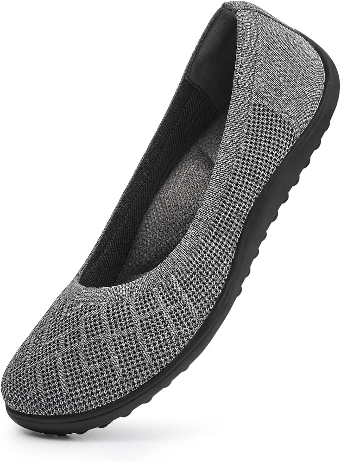 KBZone Women‘s Flat Shoes Round Toe Knit Ballet Flat Comfort Dressy Flat Walking Shoes