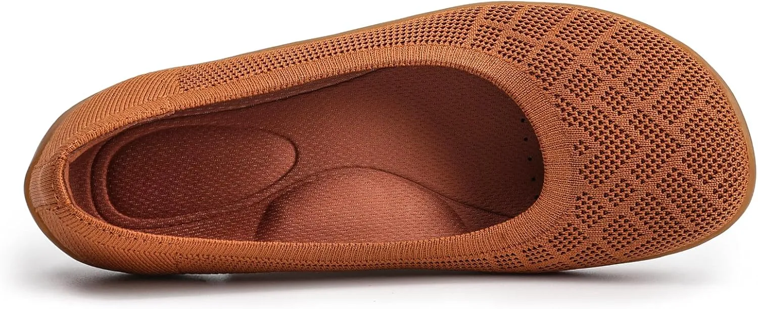 KBZone Women‘s Flat Shoes Round Toe Knit Ballet Flat Comfort Dressy Flat Walking Shoes