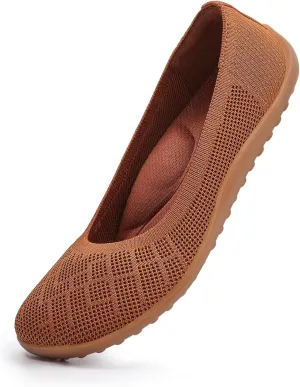 KBZone Women‘s Flat Shoes Round Toe Knit Ballet Flat Comfort Dressy Flat Walking Shoes