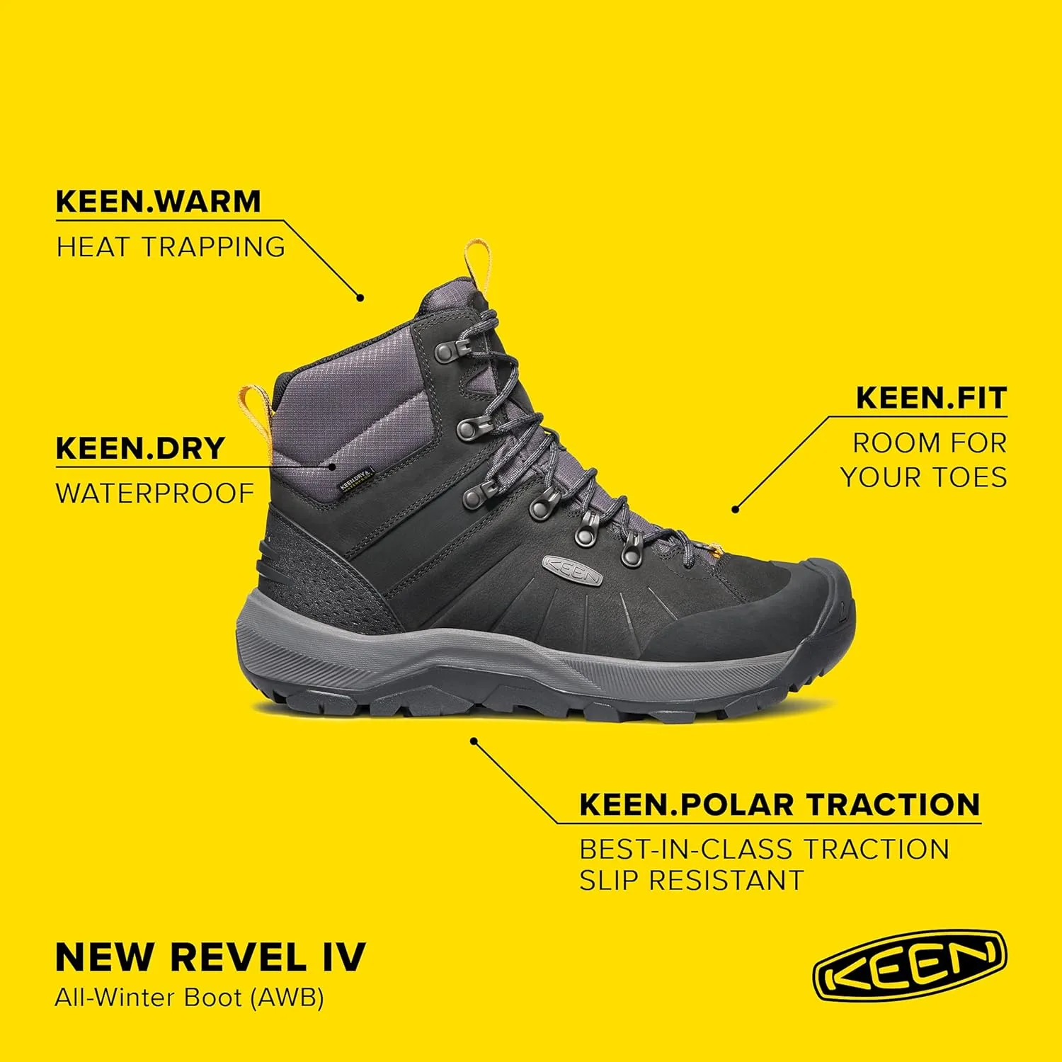 KEEN Women's Revel 4 Mid Height Polar Insulated Waterproof Snow Boots