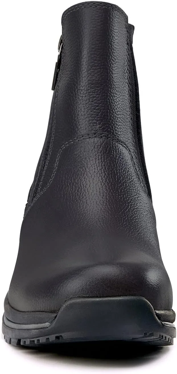 Kerrits Woodstock Waterproof Barn Boot – Durable Leather Women's Barn Work Boots, Wide Footbed, Front Zip, 1" Heel