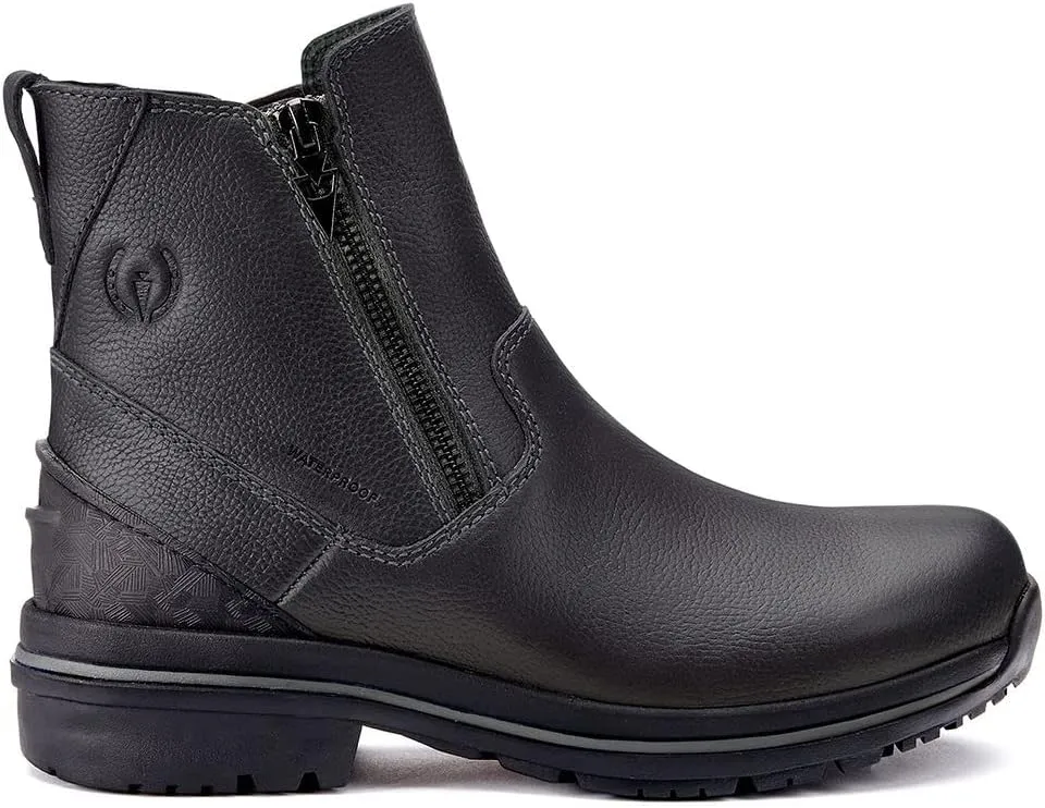 Kerrits Woodstock Waterproof Barn Boot – Durable Leather Women's Barn Work Boots, Wide Footbed, Front Zip, 1" Heel
