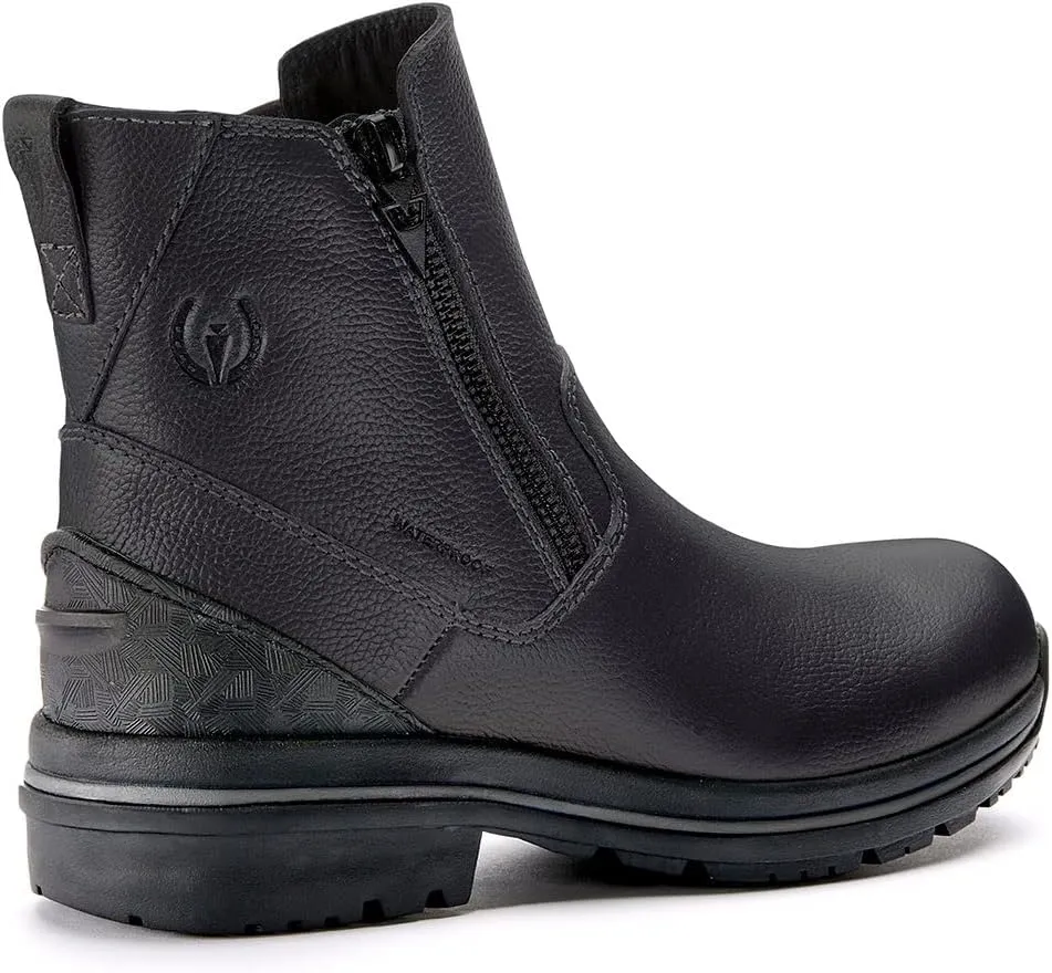Kerrits Woodstock Waterproof Barn Boot – Durable Leather Women's Barn Work Boots, Wide Footbed, Front Zip, 1" Heel