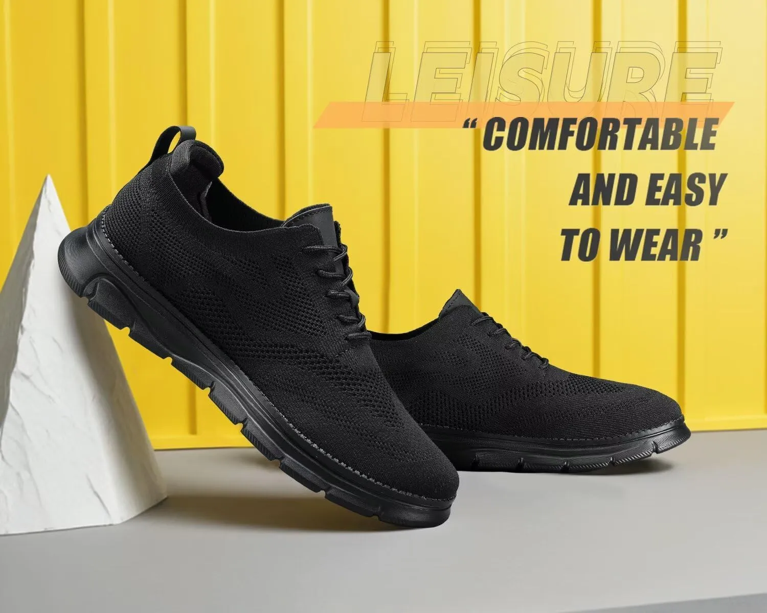 Kundork Men's Casual Dress Shoes Comfort Walking Shoes Mesh Knit Lightweight Breathable Sneakers