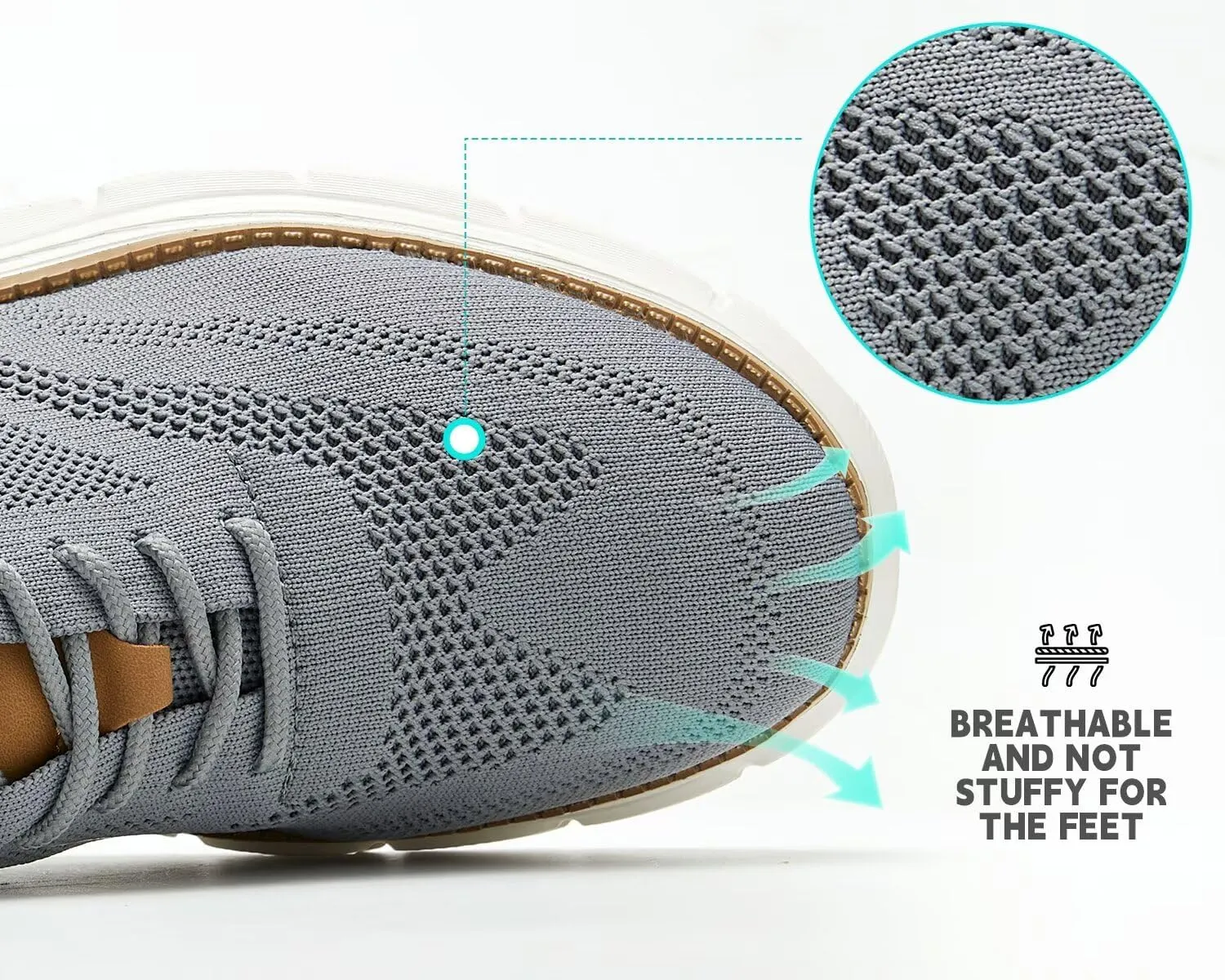 Kundork Men's Casual Dress Shoes Comfort Walking Shoes Mesh Knit Lightweight Breathable Sneakers