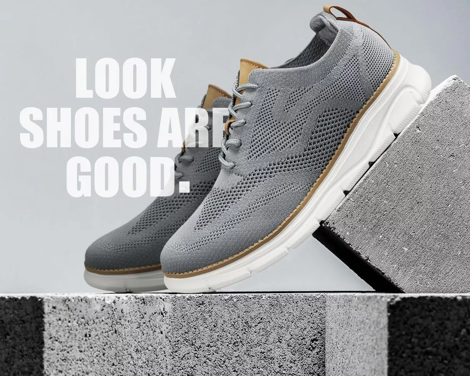 Kundork Men's Casual Dress Shoes Comfort Walking Shoes Mesh Knit Lightweight Breathable Sneakers