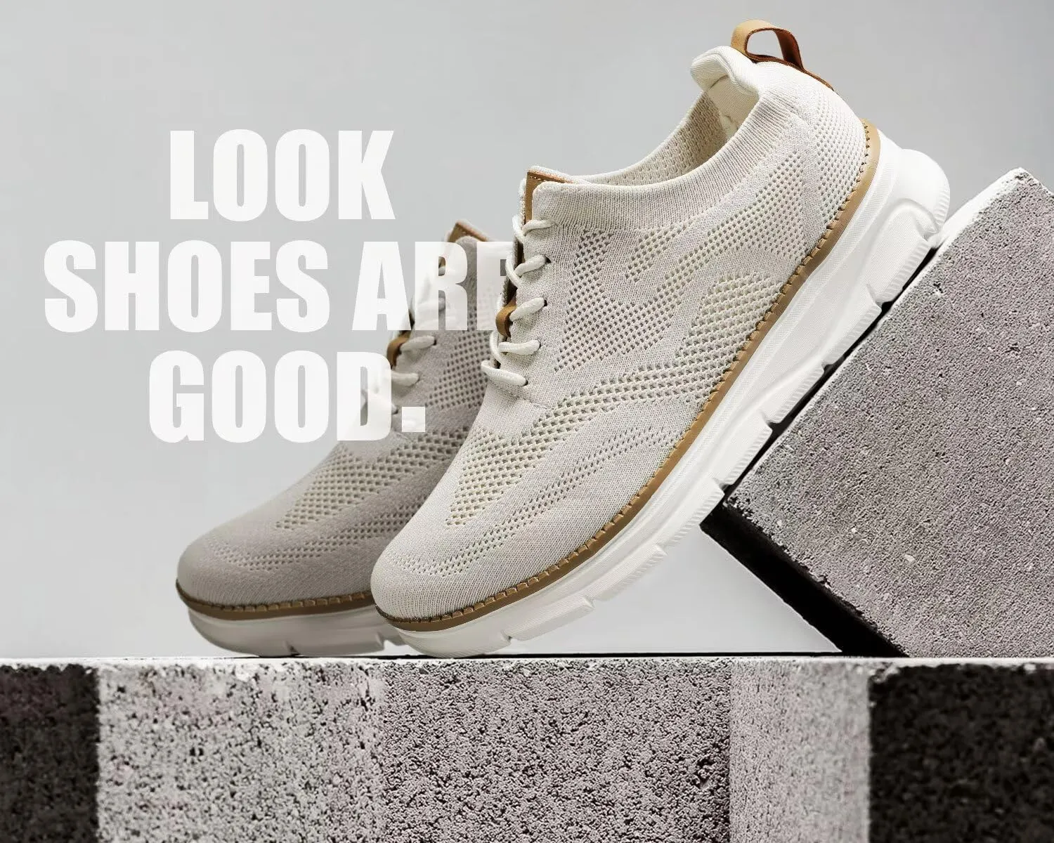 Kundork Men's Casual Dress Shoes Comfort Walking Shoes Mesh Knit Lightweight Breathable Sneakers