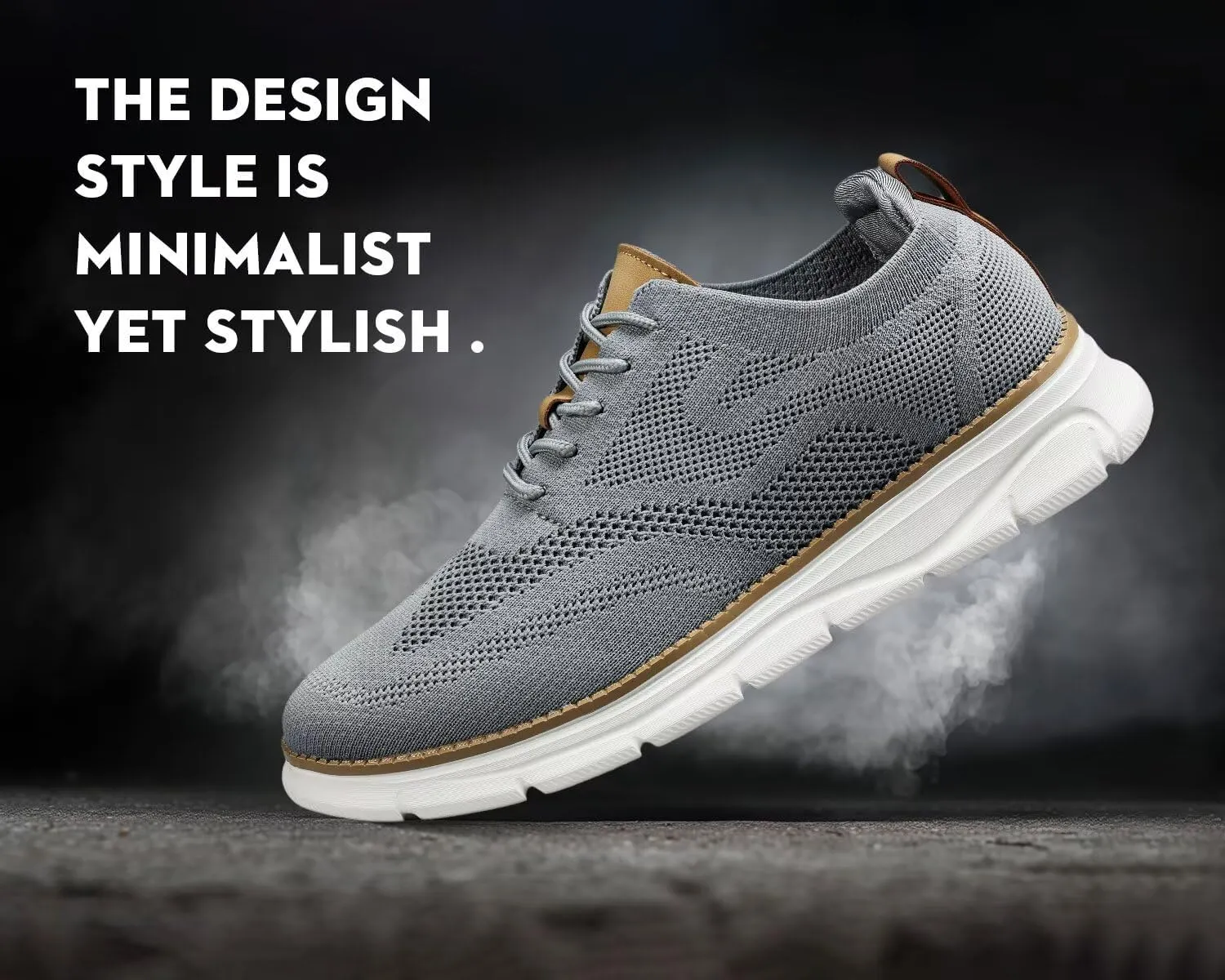 Kundork Men's Casual Dress Shoes Comfort Walking Shoes Mesh Knit Lightweight Breathable Sneakers