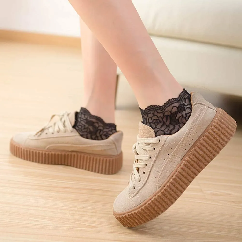 Lace Ankle Socks For Women - 5Pairs ruffle socks women - Fishnet Ankle Women Socks