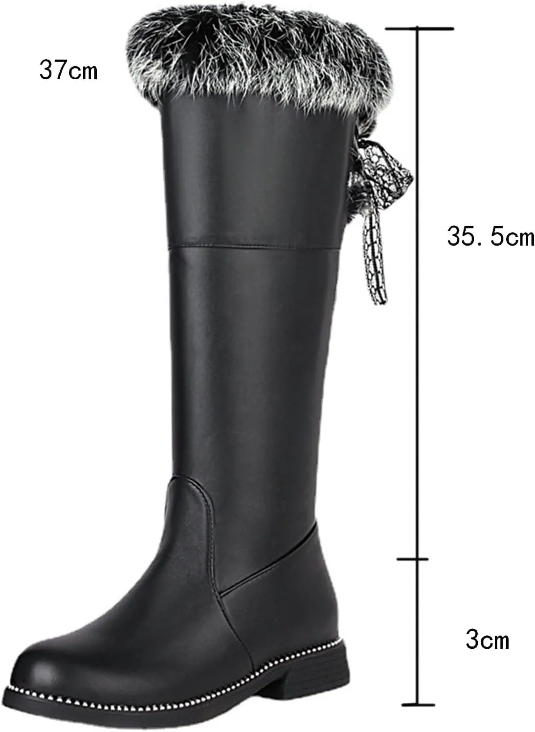 Lace Up Knee High Snow Boots, Platform Low Heel Zip Up Knee Boots Short Plush Lined Raw Edge Long Boots Patent Leather Waterproof High Boots